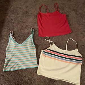 three american eagle crop tops